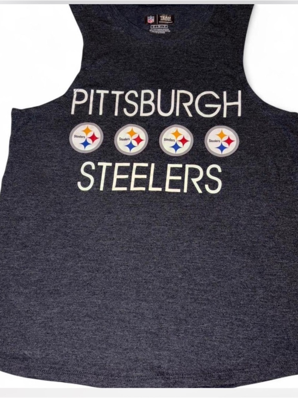 NFL Pittsburgh Steelers Dark Heather Gray Women’s Tank with Team Logos Size S